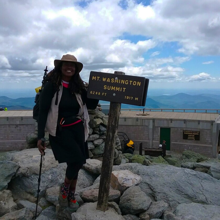 Elyse Walker at Mt. Washington on the Appalachian Trail
