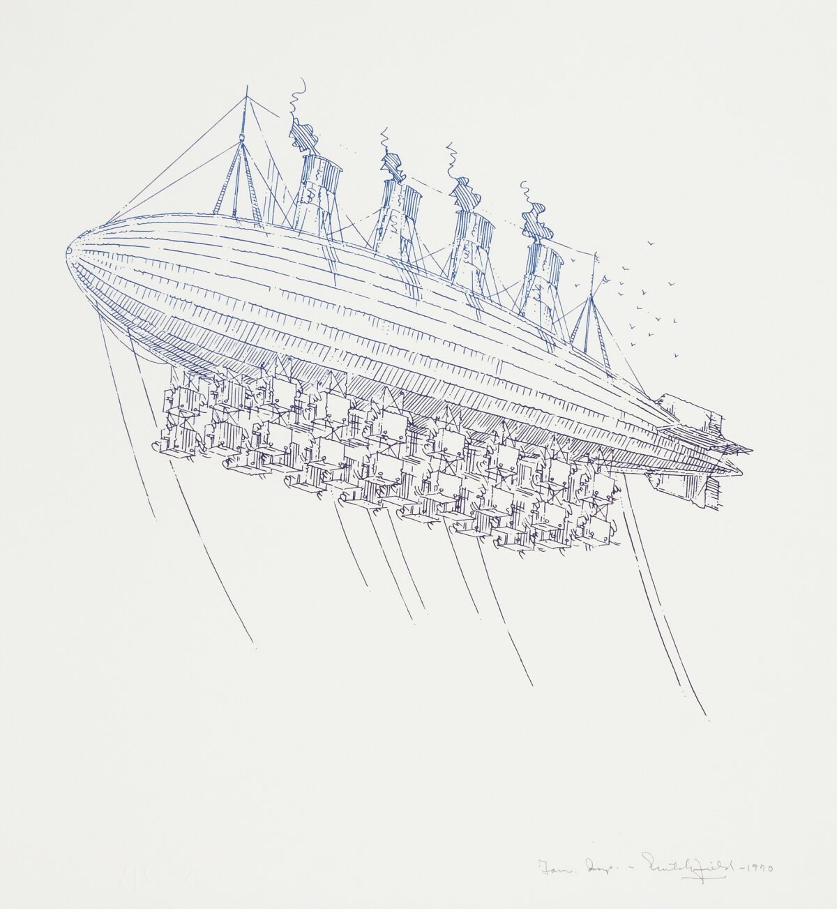 "Air Land Sea IX: Zepp," 1970, by William Richard Crutchfield, from the late Los Angeles artist's exhibition of prints at the Norton Simon Museum.