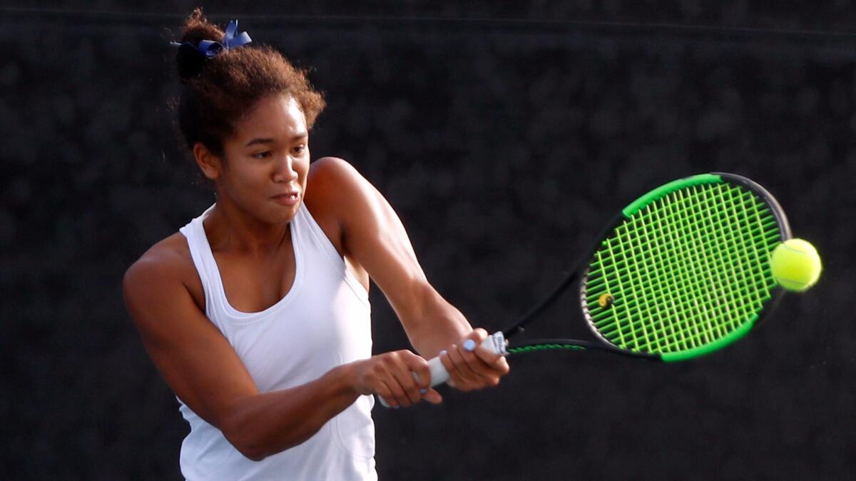 Senior singles player Annika Bassey is a key piece of the Corona del Mar High girls' tennis team.