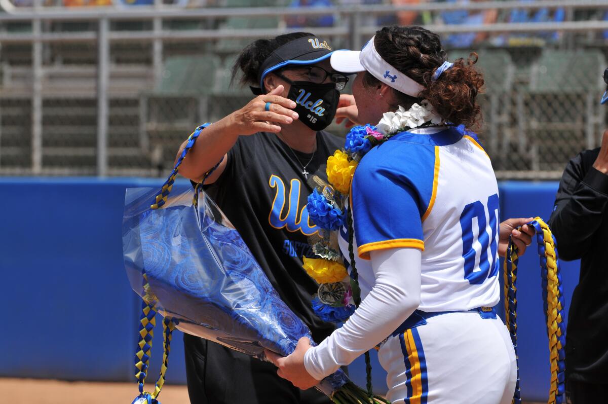 UCLA softball star Rachel Garcia embraces mentor Lisa Fernandez 