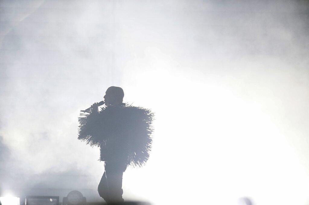 Neil Tennant of the Pet Shop Boys performs at the Shrine Auditorium.