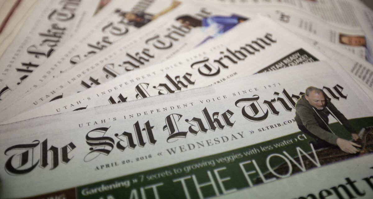 Copies of the Salt Lake Tribune, which will stop printing daily at year's end