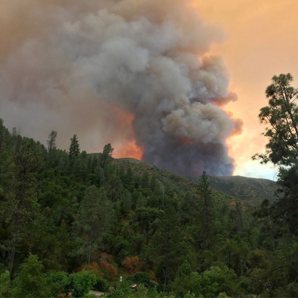 The Ferguson fire burns near Yosemite National Park. On Sunday, the fire had spread to more than 4,000 acres, forcing the closure of Highway 140 into the park and prompting evacuations of nearby communities.