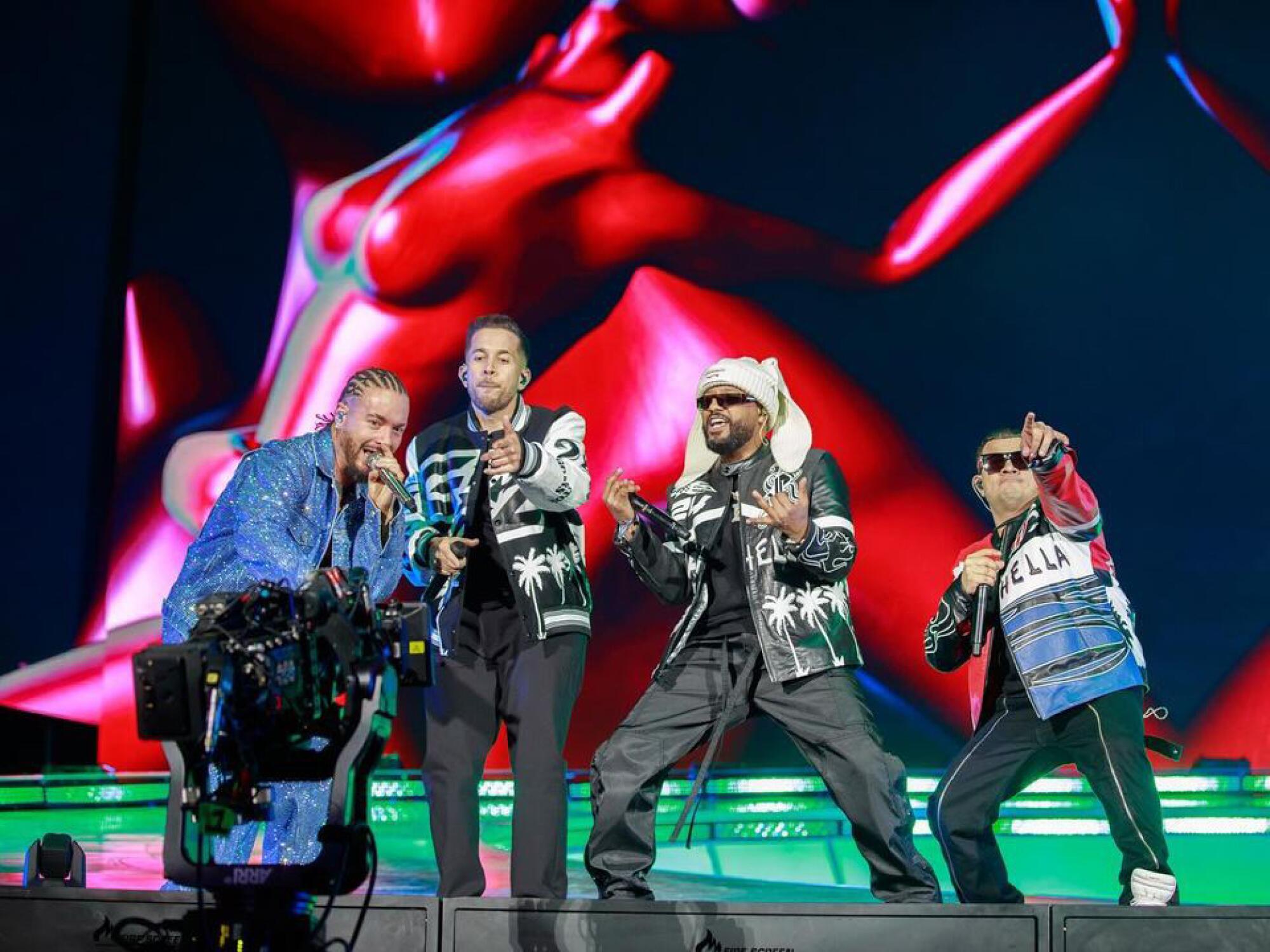 Jowell & Randy and De La Ghetto on stage at Coachella