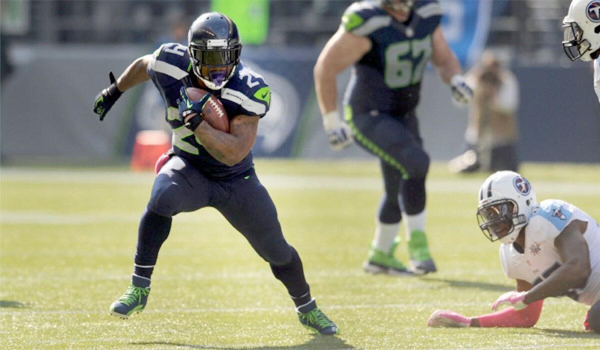 Marshawn Lynch has rushed for 487 yards for five touchdowns through six games for the Seattle Seahawks who will travel to Arizona to face the Cardinals on Thursday.