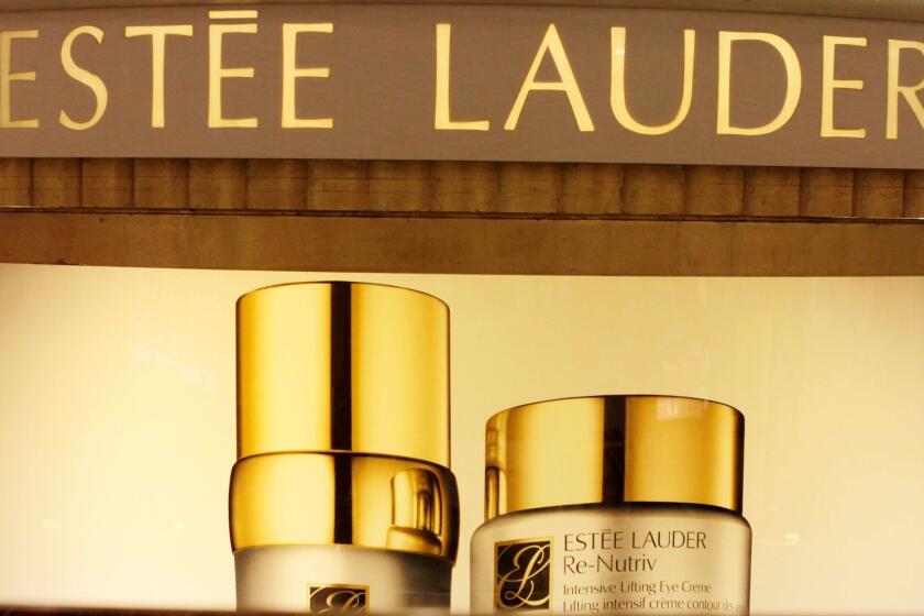 FILE - In this Nov. 2, 2011, file photo, Estee Lauder products are displayed at a department store in S. Portland, Maine. The Estee Lauder Companies, Inc. reports earnings, Friday, Aug. 18, 2017. (AP Photo/Pat Wellenbach, File)