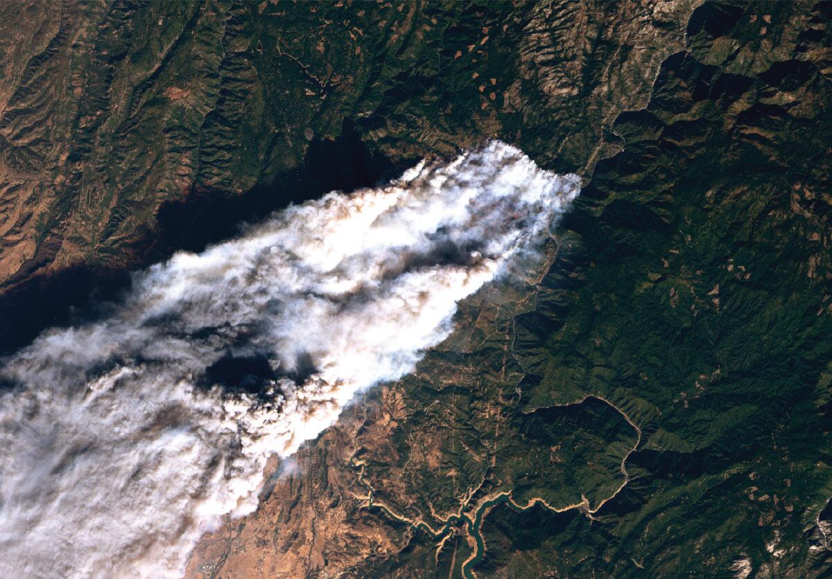 Satellite image over Paradise during the Camp fire.