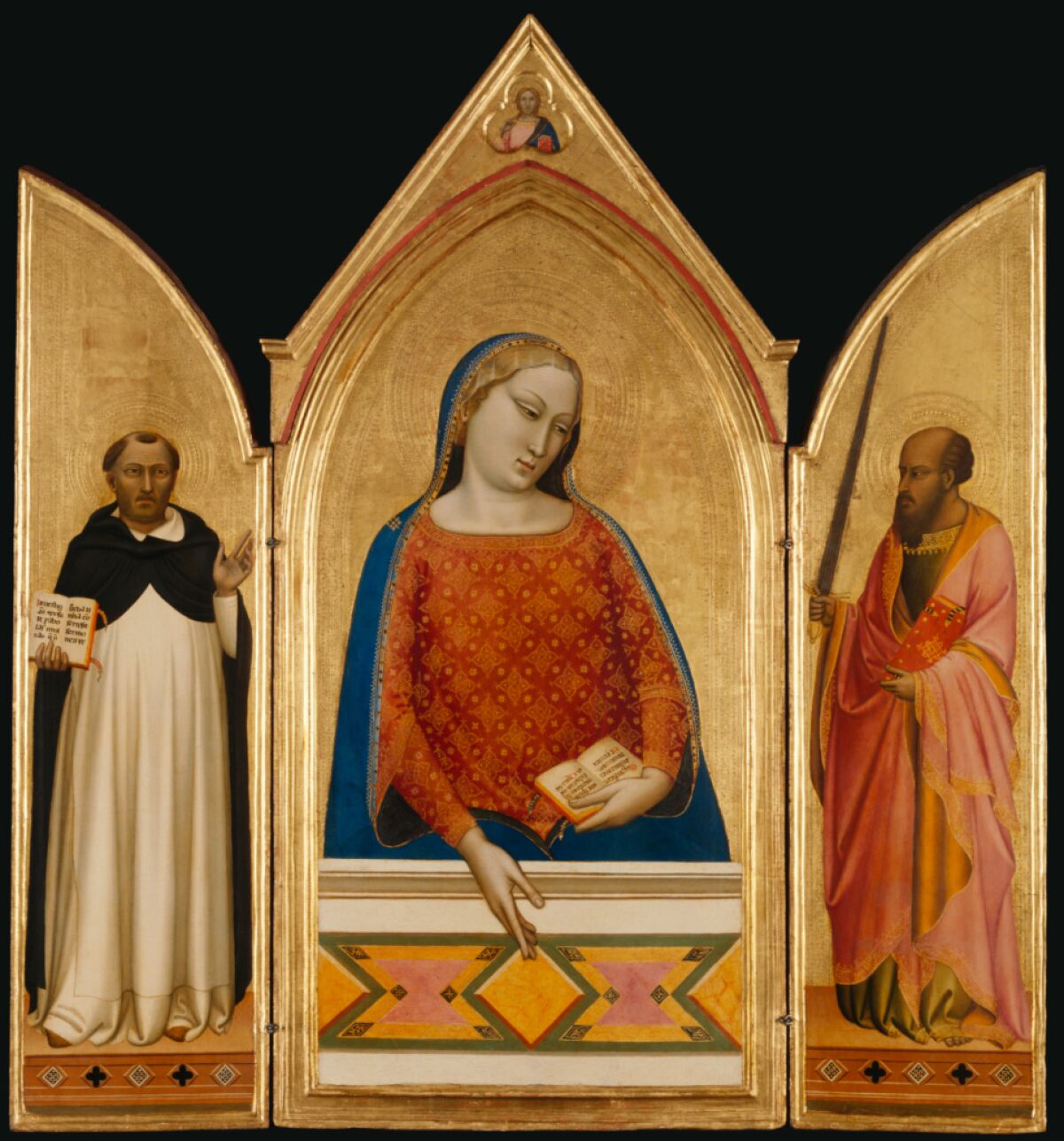 Bernardo Daddi, "The Virgin Mary With Saints Thomas Aquinas and Paul," about 1335, tempera and gold leaf on panel