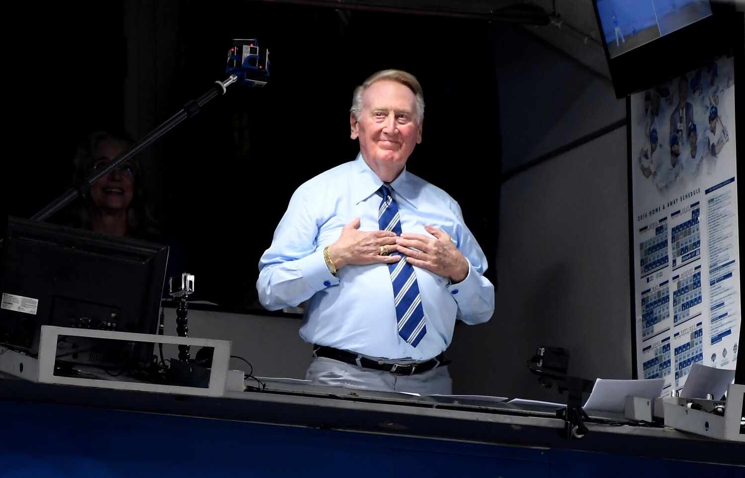 Vin Scully's alma mater to dedicate its baseball stadium press box in his honor