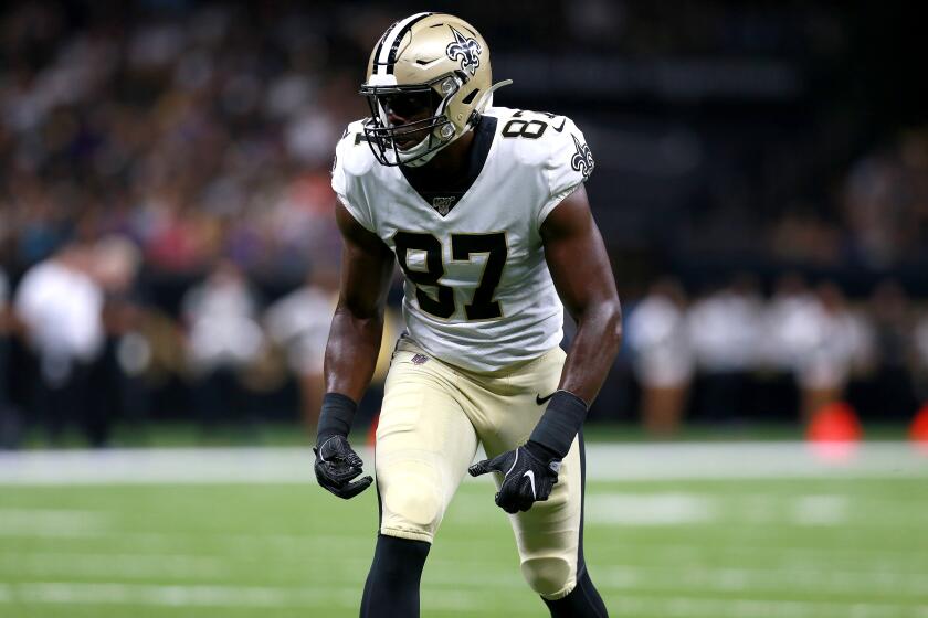 NEW ORLEANS, LOUISIANA - AUGUST 09: Jared Cook #87 of the New Orleans Saints in action during a preseason game against the Minnesota Vikings at Mercedes Benz Superdome on August 09, 2019 in New Orleans, Louisiana. (Photo by Sean Gardner/Getty Images)
