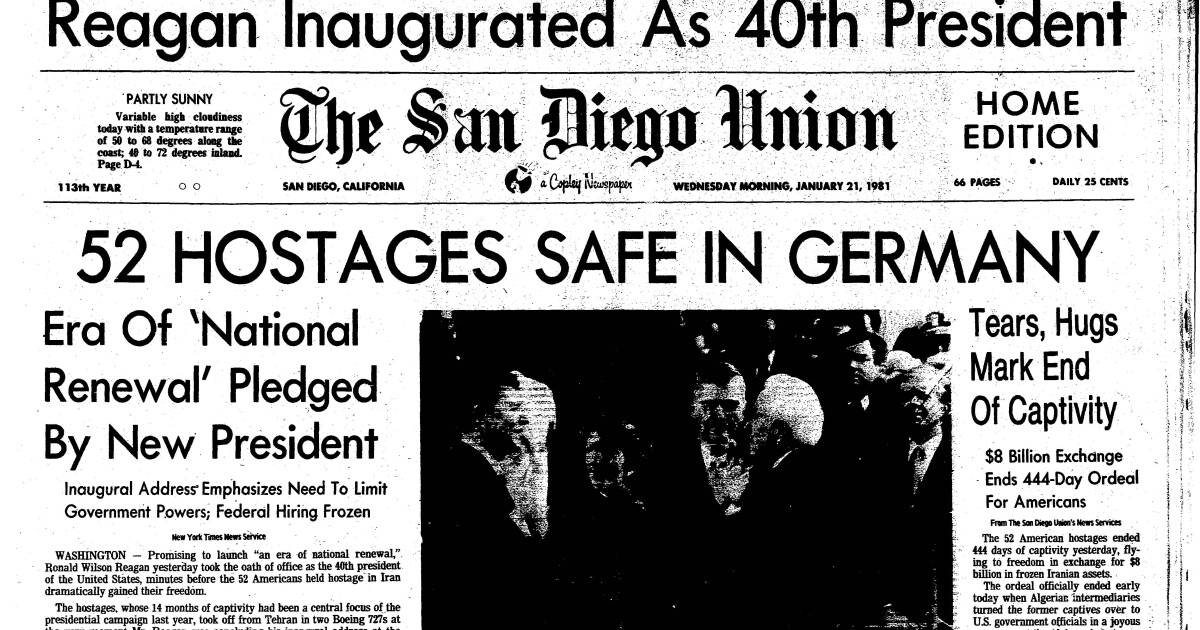 From the Archives: Iran releases American hostages as President Reagan takes office in 1981 ...