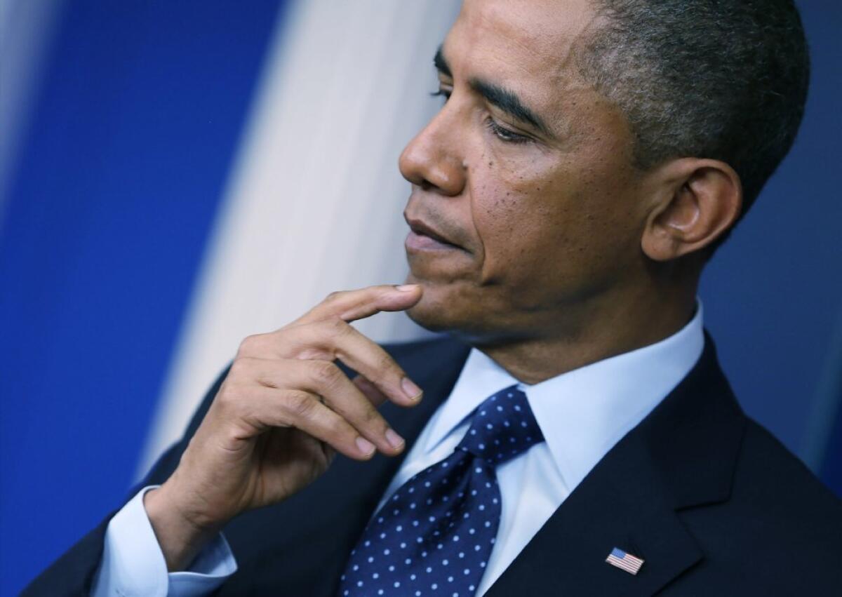 President Obama at a White House press conference commenting about the failure to reach a deal to avoid billions in new budget cuts.