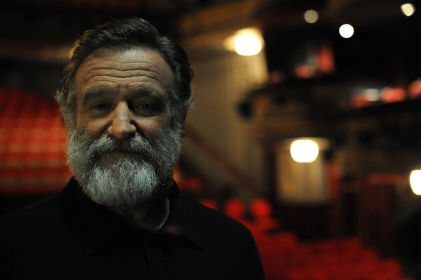 Actor Robin Williams on the set of the play "Bengal Tiger at the Baghdad Zoo" at the Richard Rodgers Theater in New York in 2011.