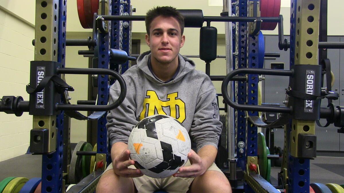 Allen Moiseyev of Sherman Oaks Notre Dame has scored 17 goals in 12 games after returning to high school soccer. He didn't play his first three years.