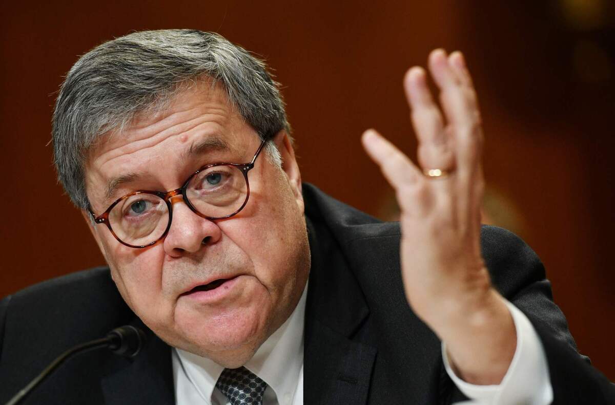 Atty. Gen. William Barr testifies on Capitol Hill on Wednesday.