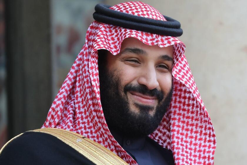 (FILES) In this file photo taken on April 10, 2018 Saudi Arabia's crown prince Mohammed bin Salman poses upon his arrival at the Elysee Presidential palace for a meeting with French President on April 10, 2018 in Paris. - Saudi Arabia's diplomatic brawl with Canada has exposed what Western officials call "new red lines" in their engagement with the oil-rich kingdom, deterring nations from publicly criticising its human rights record. (Photo by LUDOVIC MARIN / AFP)LUDOVIC MARIN/AFP/Getty Images ** OUTS - ELSENT, FPG, CM - OUTS * NM, PH, VA if sourced by CT, LA or MoD **