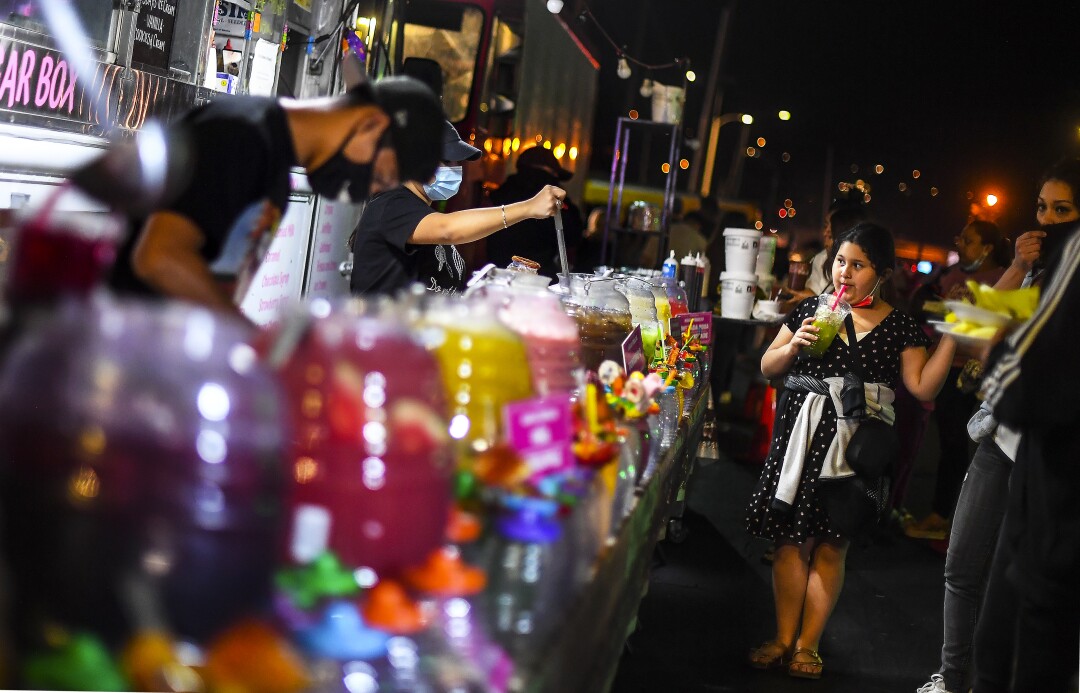 Aguas frescas at the Avenue 26 night market in Lincoln Heights.