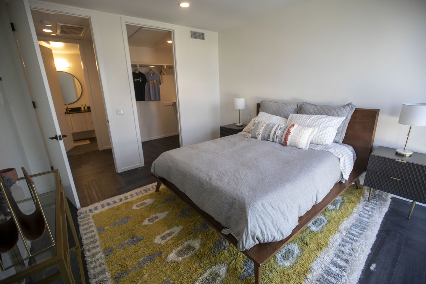 One of the bedrooms in a two bedroom unit of the Collins luxury apartment complex on La Jolla Blvd. on Tuesday, January 14, 2020.