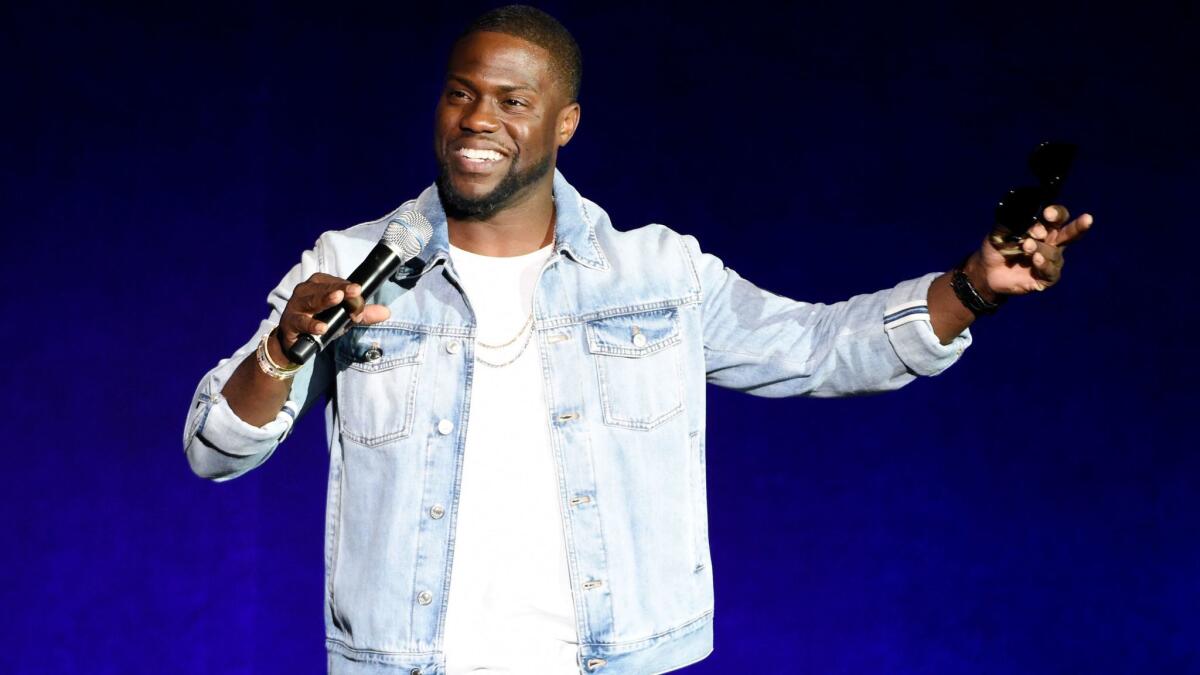Kevin Hart performing in Las Vegas in 2016. His book is "I Can't Make This Up."