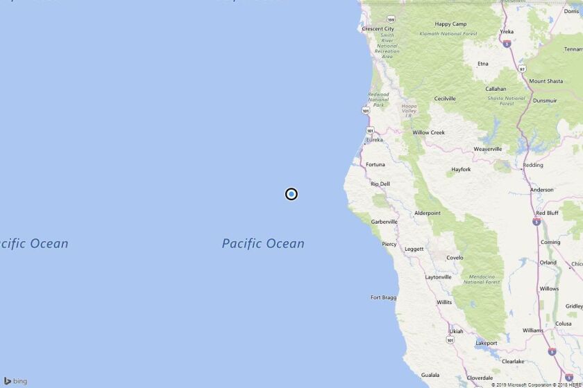 A map showing the location of the epicenter of Sunday morning's quake in Northern California.