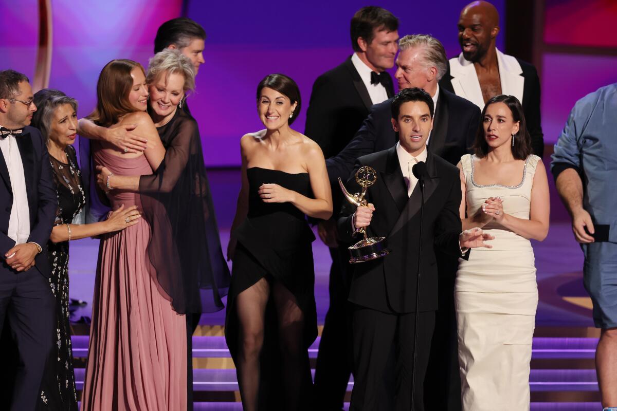 The cast and crew of "Hacks" celebrates its Emmy win for comedy series.