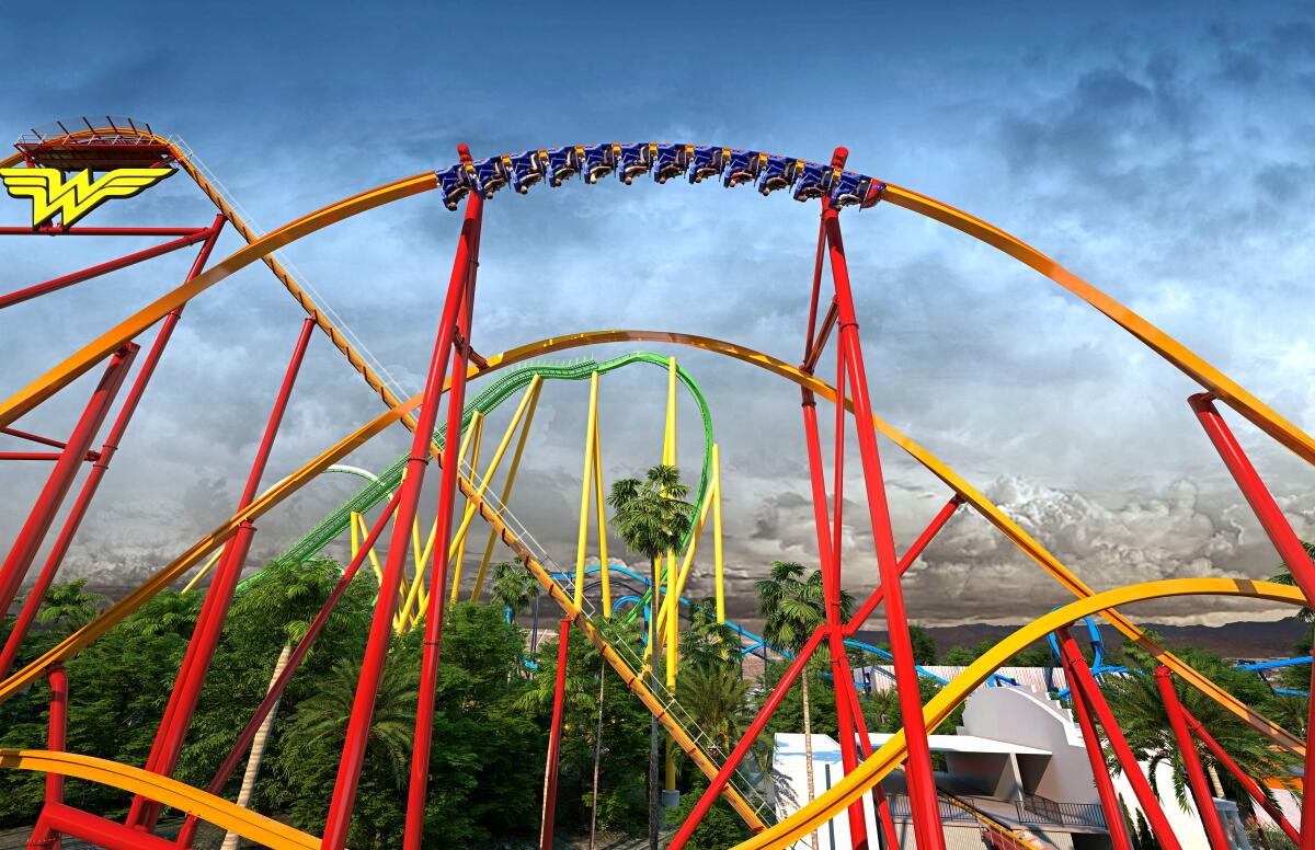An artist's rendering of a planned single-track roller coaster.