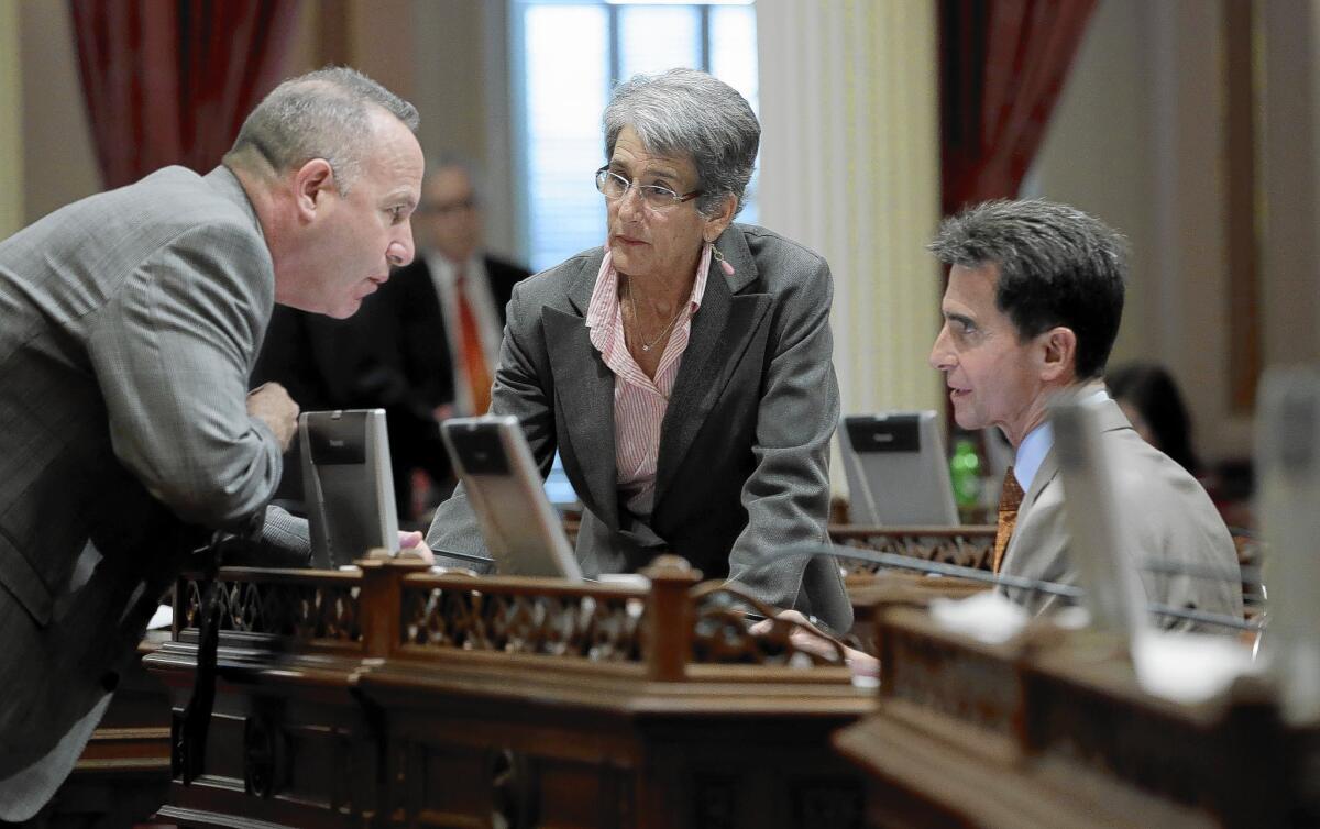 “The final week of session is always eventful,” said Senate leader Darrell Steinberg, left, noting that 390 bills await action. Shown with him are Sen. Hannah-Beth Jackson and Sen. Mark Leno.