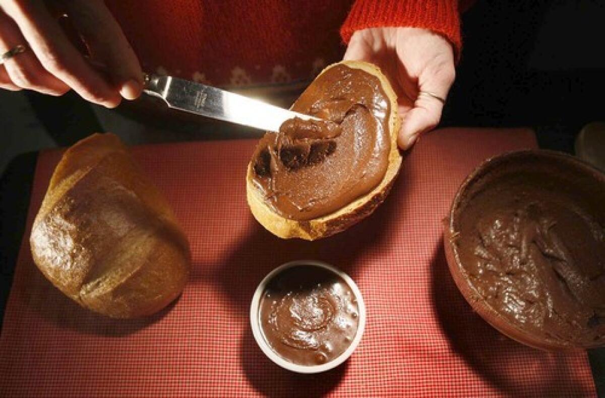SLATHER IT ON: Homemade hazelnut-chocolate spread.