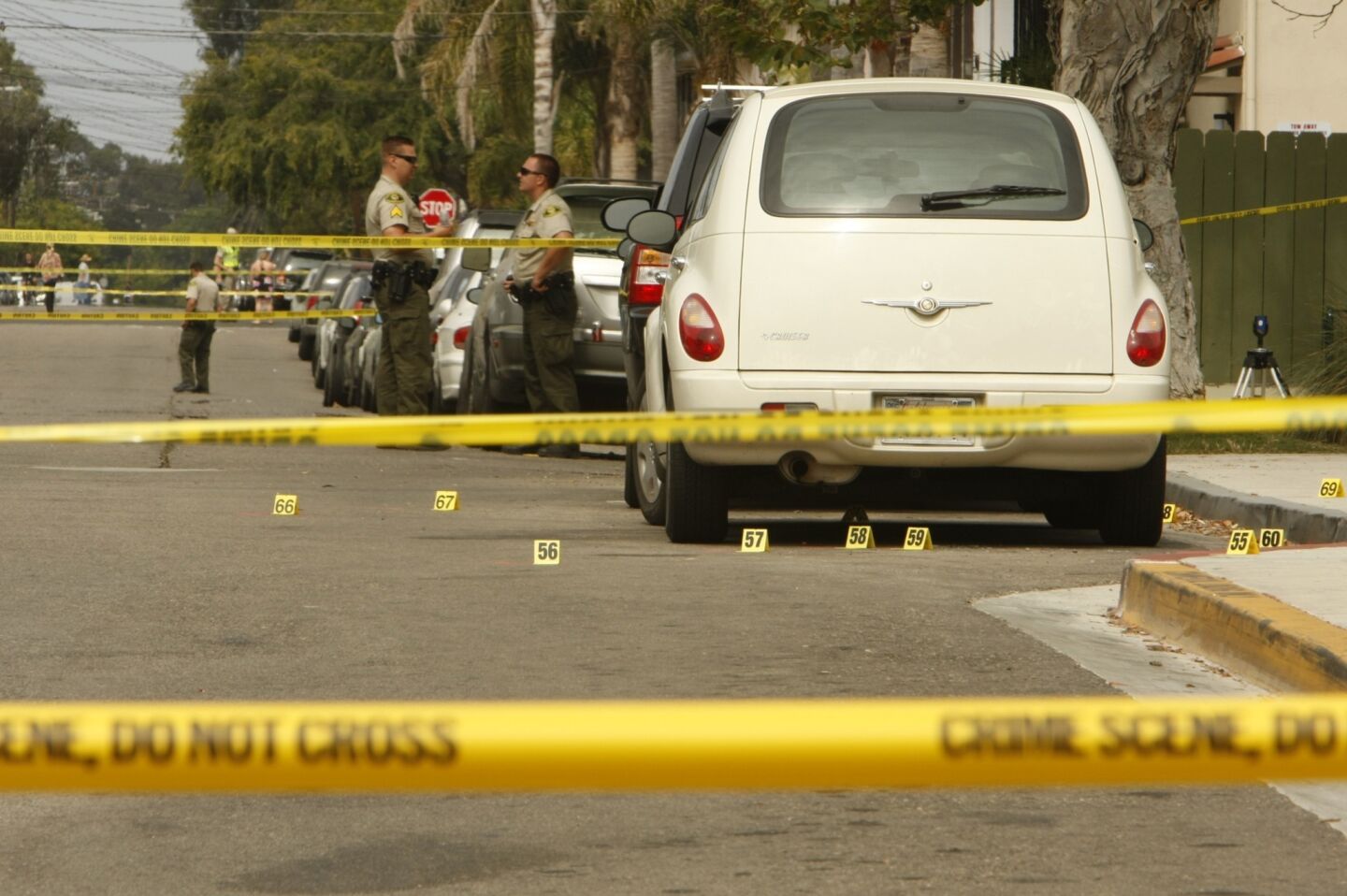 Trigo Road near a 7-Eleven where a person was shot Friday night in an Isla Vista, Calif.