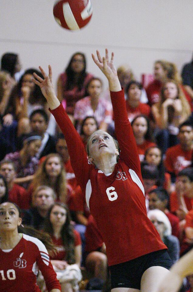 Photo Gallery: Burbank v. Burroughs rival Pacific League girls volleyball