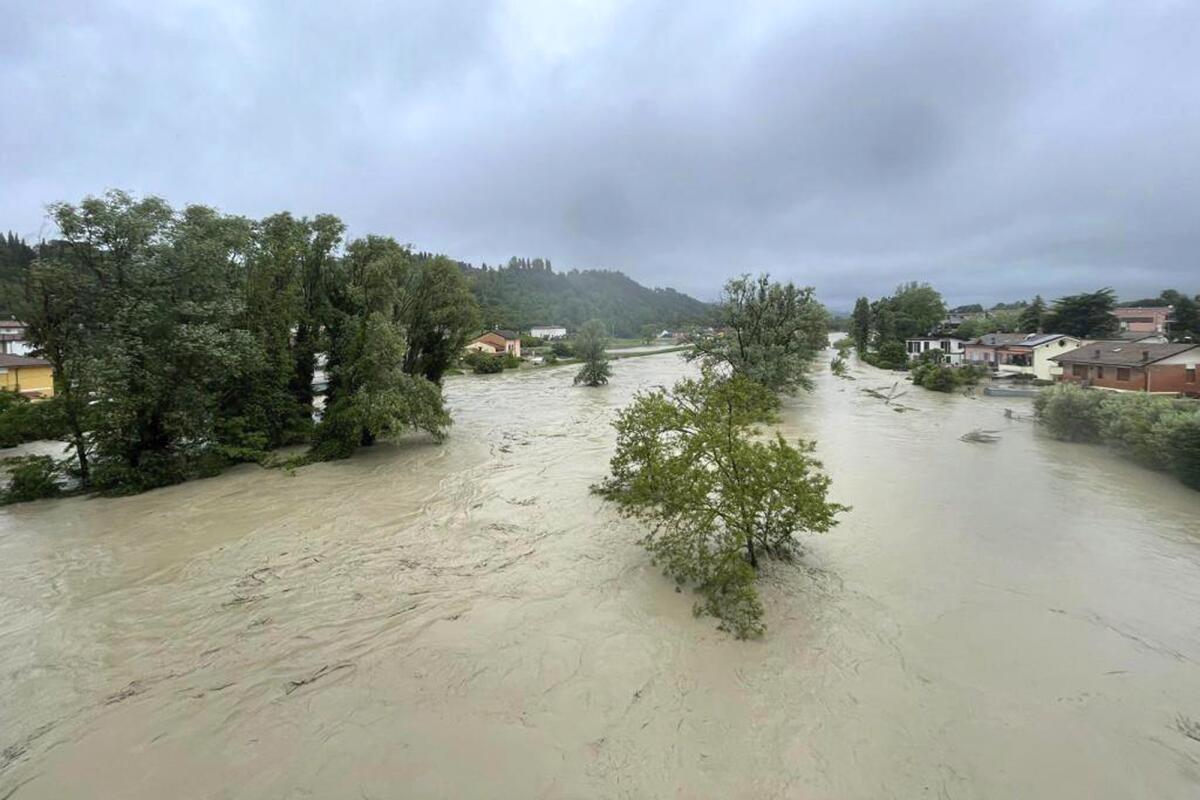 Overflowing river in Italy