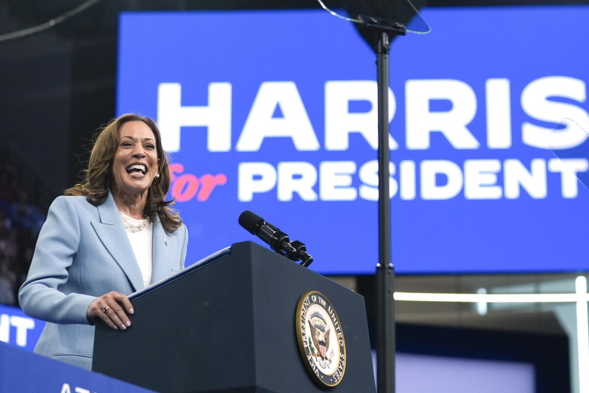 ARCHIVO - La vicepresidenta Kamala Harris durante un evento de campaña