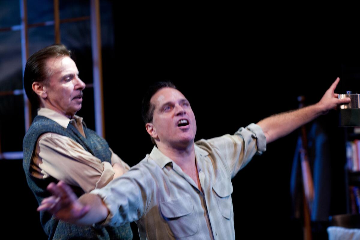 Playwright Eugene O'Neill (John DiFusco) finds his stage tragedies replicated in his tortured relations with his son, played by Michael Vaccaro.