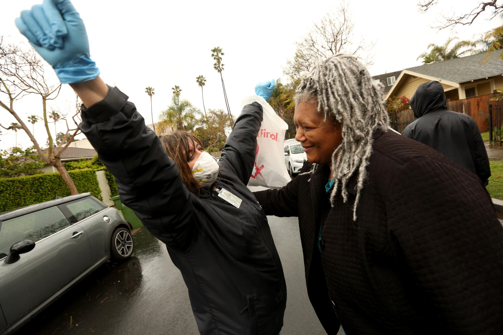 Volunteers after distributing groceries