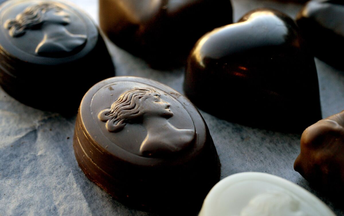An assortment of chocolates from L'Artisan du Chocolat.