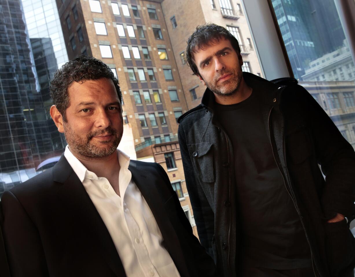 Nominee reactions | Alex Dinelaris, left, and Nicolas Giacobone, original screenplay, 'Birdman'