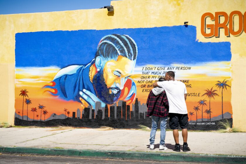 A mural depicting the late rapper Nipsey Hussle in the Season 2 premiere of the CW's "All American."