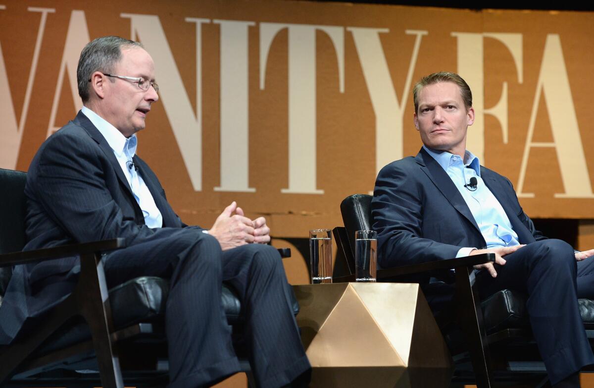 FireEye Chief Operating Officer Kevin Mandia, right, and retired Gen. Keith Alexander were speakers on the topic of cyber security at the Vanity Fair New Establishment Summit in San Francisco in October.
