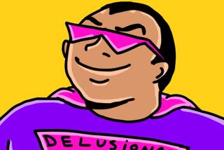 Illustration of a man wearing a superhero costume that says "Delusional Gay Hero"