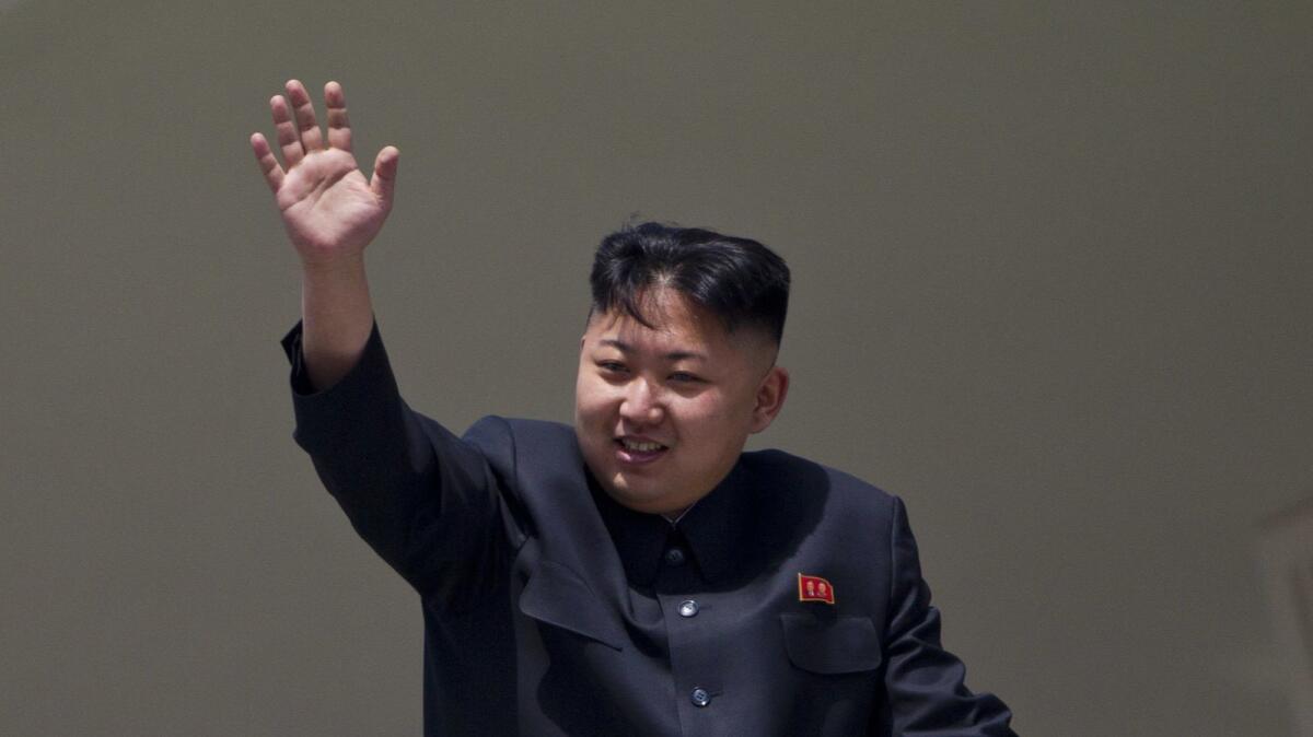 Kim Jong Un at the end of a parade in Pyongyang in 2012.