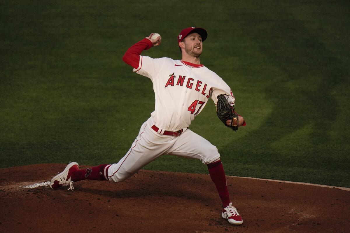 Los Angeles Angels starting pitcher Griffin Canning 