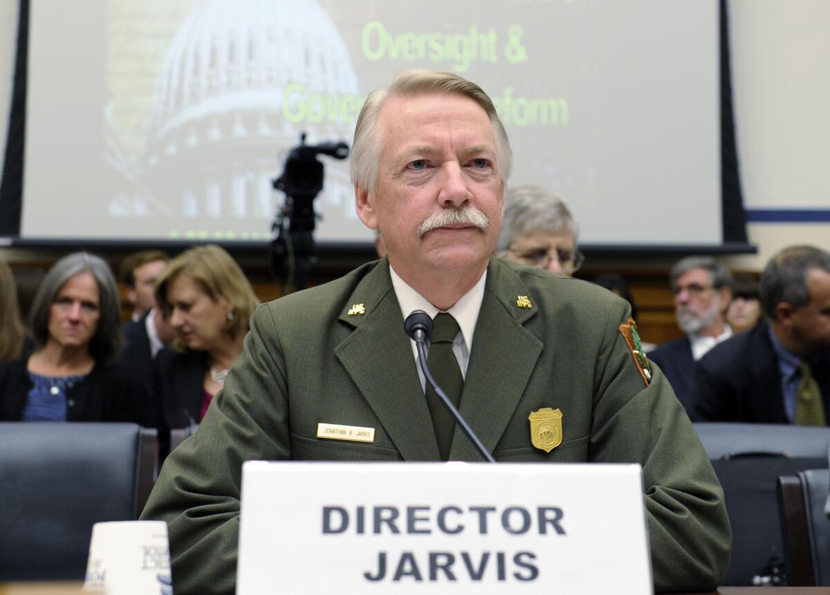 National Park Service Director Jonathan Jarvis testifies on Capitol Hill in October of 2013. The park service is taking steps to ban drones from 84 million acres of public lands and waterways.
