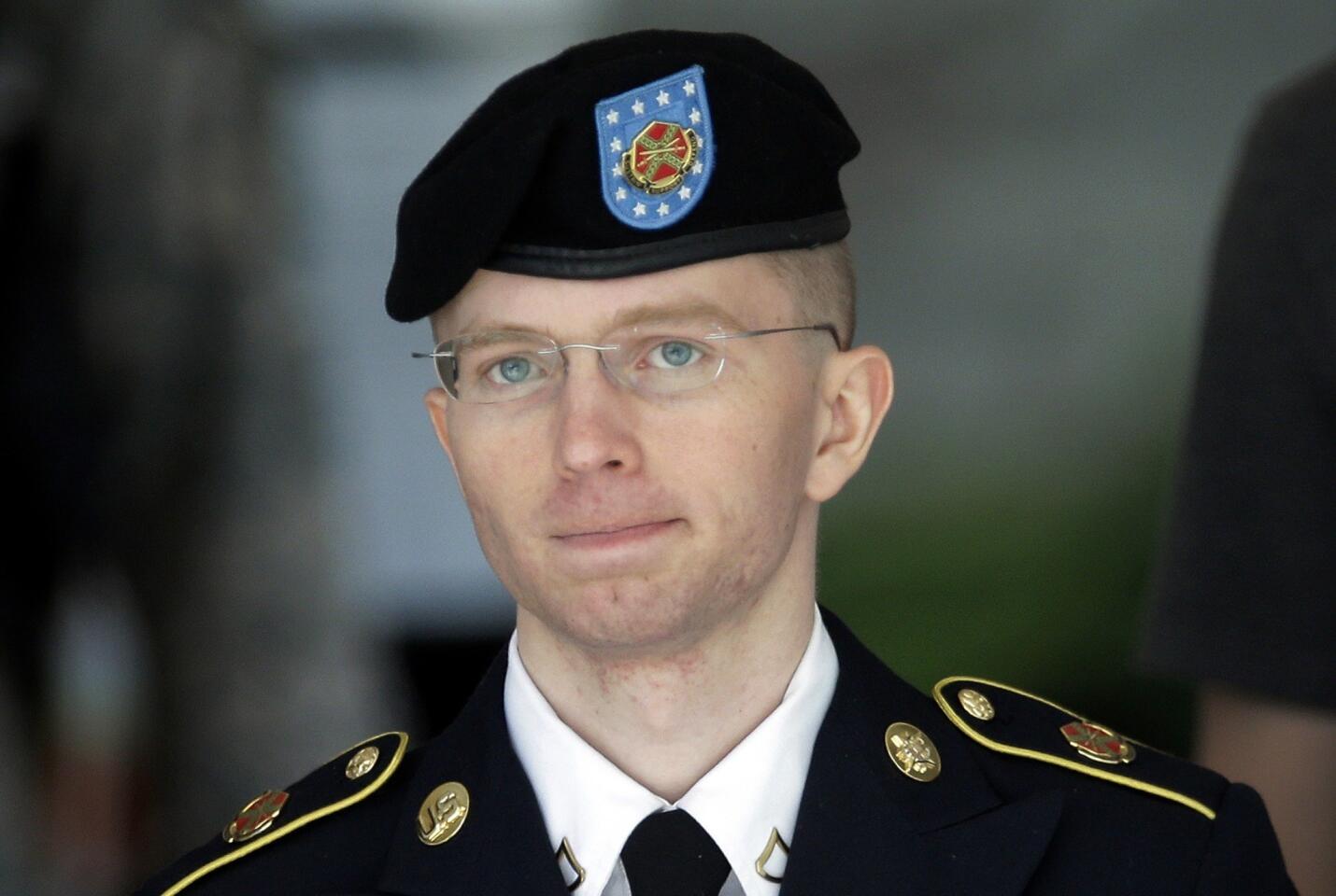 U.S. Army Pvt. Bradley Manning gave a trove of classified military and diplomatic material to WikiLeaks. After a court-martial, Manning was sentenced to 35 years in prison, after facing the possibility of up to 90 years behind bars. He will be eligible for parole in less than seven years. After his sentencing, Manning said plans to live as a woman named Chelsea and wanted to begin hormone therapy.