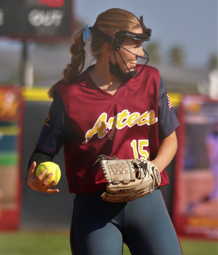 Esperanza pitcher Emily Gomez is all smiles during a game.