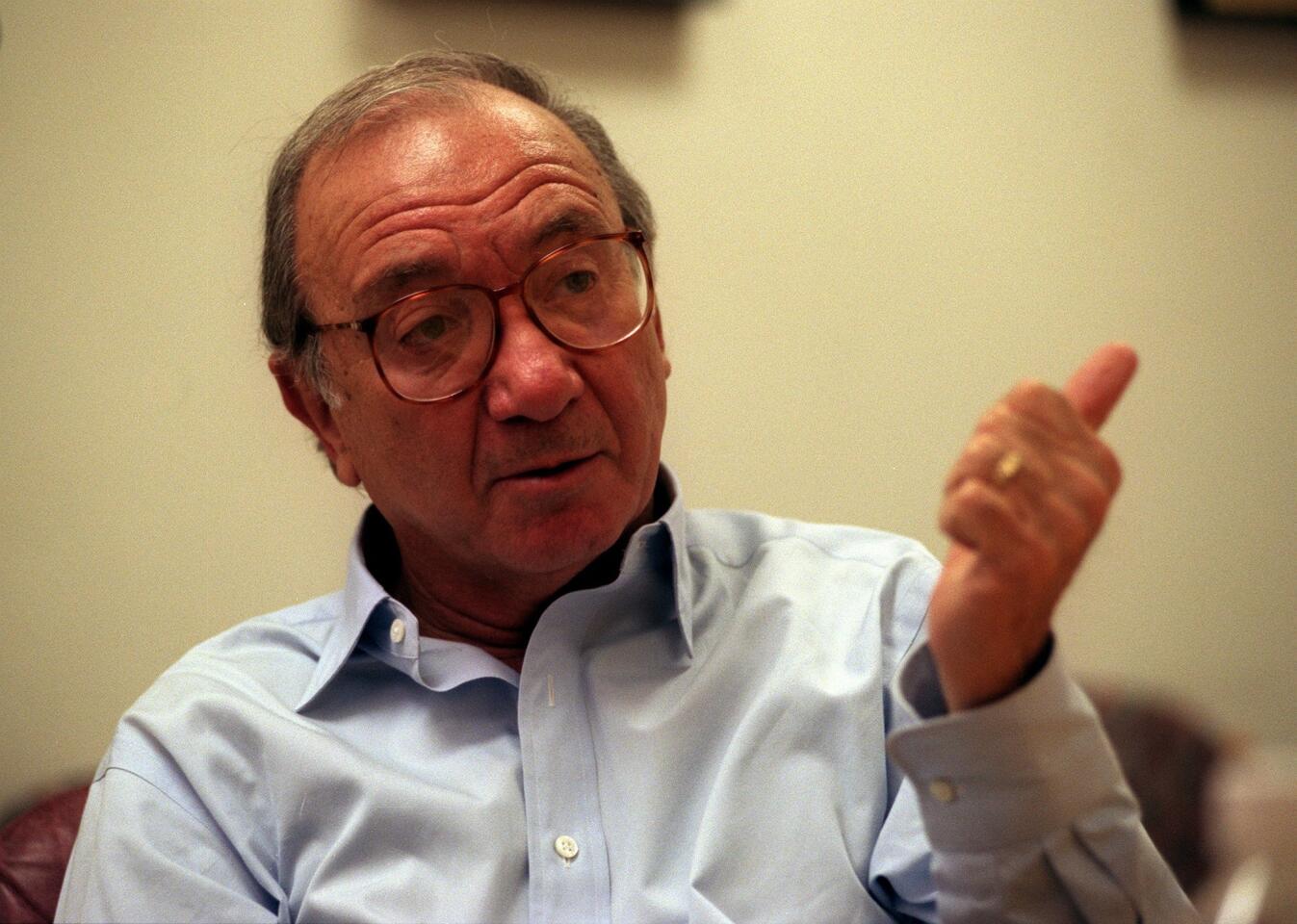 Neil Simon is seen during an interview with Sean Mitchell on June 20, 1997, days before his play "Proposals" opened at the Ahmanson.