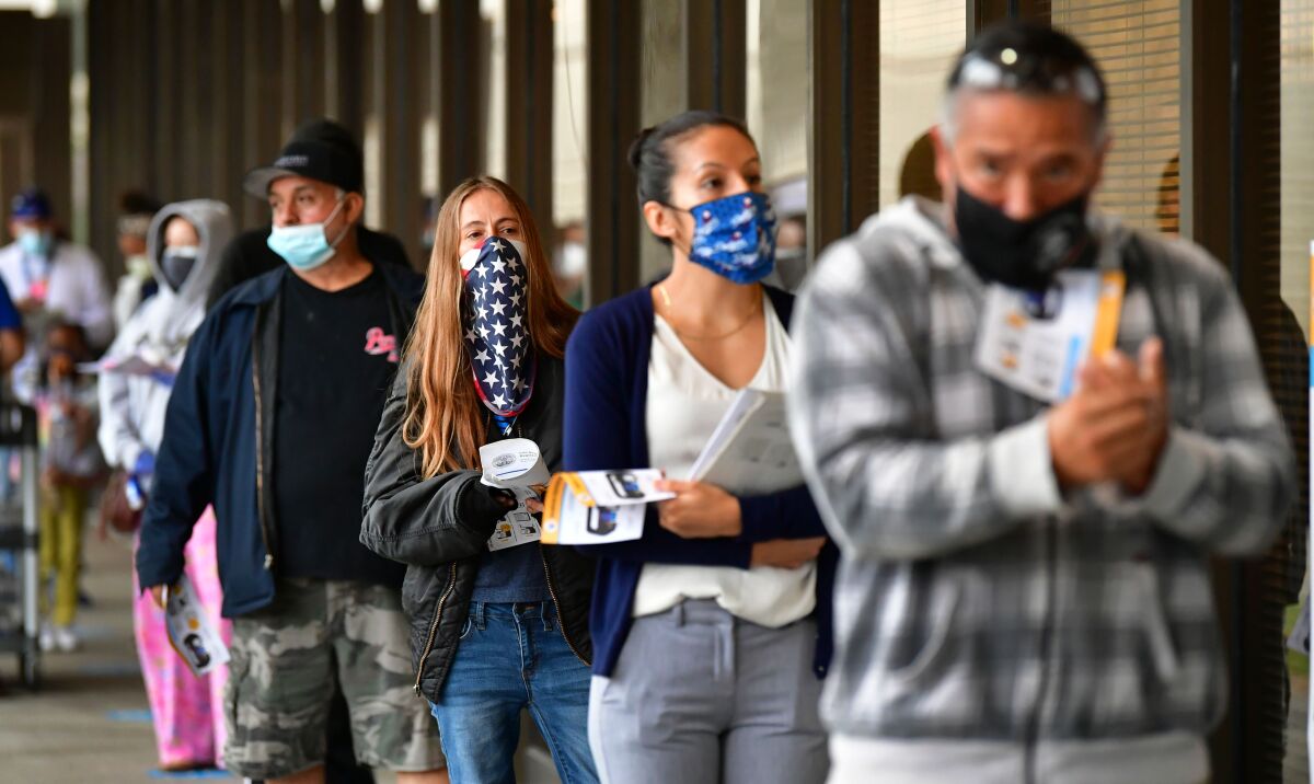 Voters waiting in line on election day