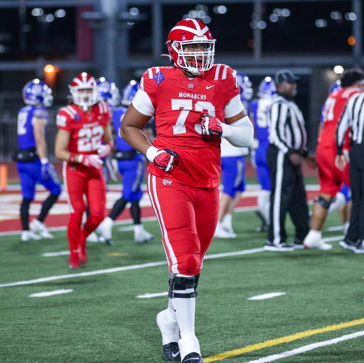 Brandon Baker of Mater Dei is The Times' lineman of the year.