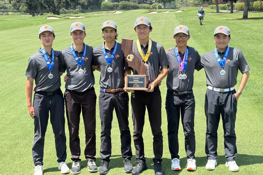 Torrey Pinse' state championship boys golf team, from left: Colin Li, Ethan Elleraas, Roman Damnkoehler, Jay Leng, Evan Liu and Andrew Xu.