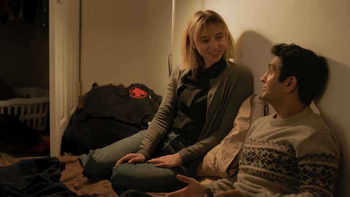 Zoe Kazan, left, starring with Kumail Nanjiani in "The Big Sick." (Amazon Studios)