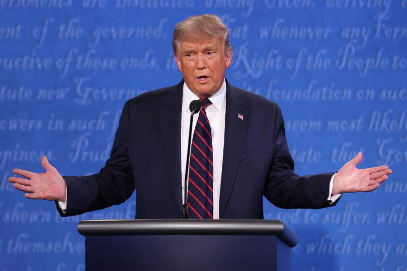 CLEVELAND, OHIO - SEPTEMBER 29: U.S. President Donald Trump participates in the first presidential debate against Democratic presidential nominee Joe Biden at the Health Education Campus of Case Western Reserve University on September 29, 2020 in Cleveland, Ohio. This is the first of three planned debates between the two candidates in the lead up to the election on November 3. (Photo by Win McNamee/Getty Images)